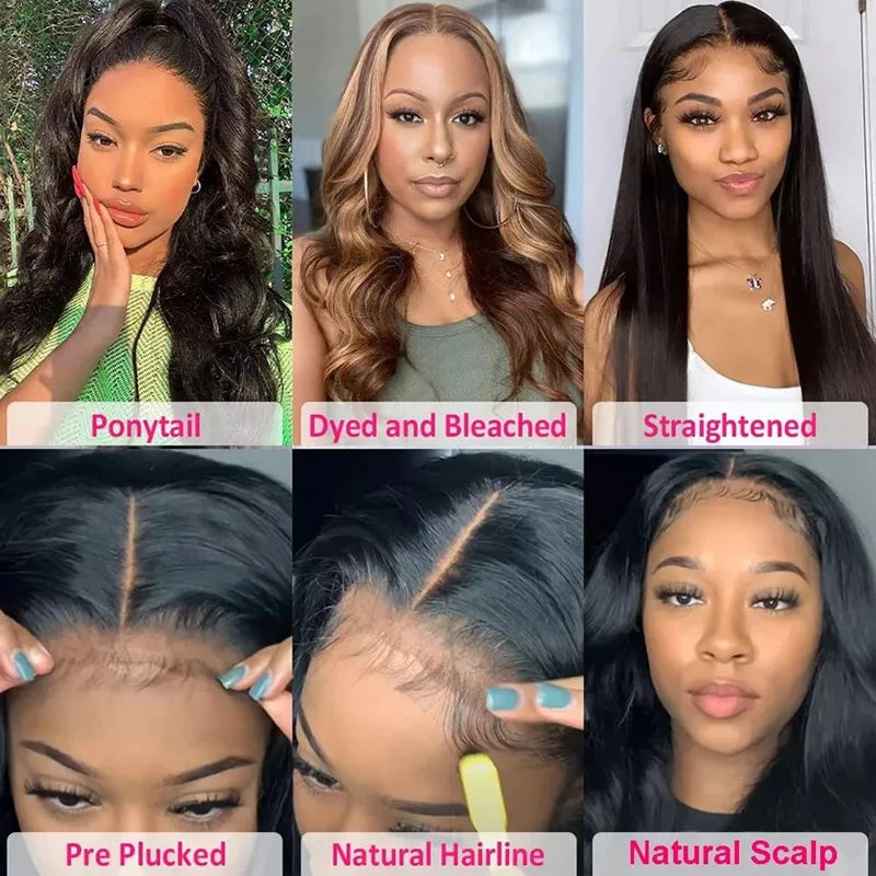 4x4 Closure lace frontal wig Brazilian 100% human hair Body wave 30 inch lace front for Women Choice 5x5 Closure Water Wave Wig