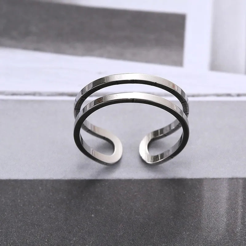 Hip Hop Rings For Women Man Punk Stainless Steel Adjustable Opening Personality Minimalist