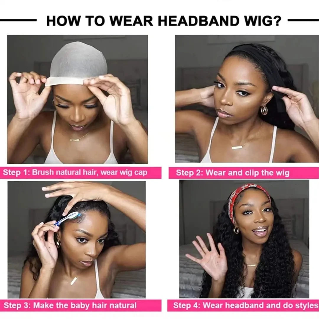 Headband Wig Human Hair Curly Human Hair Wigs For Women Human Hair Short Bob Wig