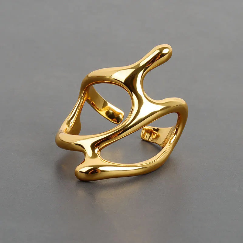 New Adjustable Colorful Drip Glaze Ring Women Fashion Retro Geometric Gold Colour Metal Rings
