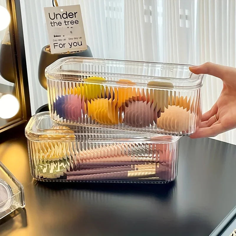 Cosmetics Storage Box with Transparent Plastic Lid, No Need for Power Supply, Dust-proof Storage Brush, Sponge, Lipstick