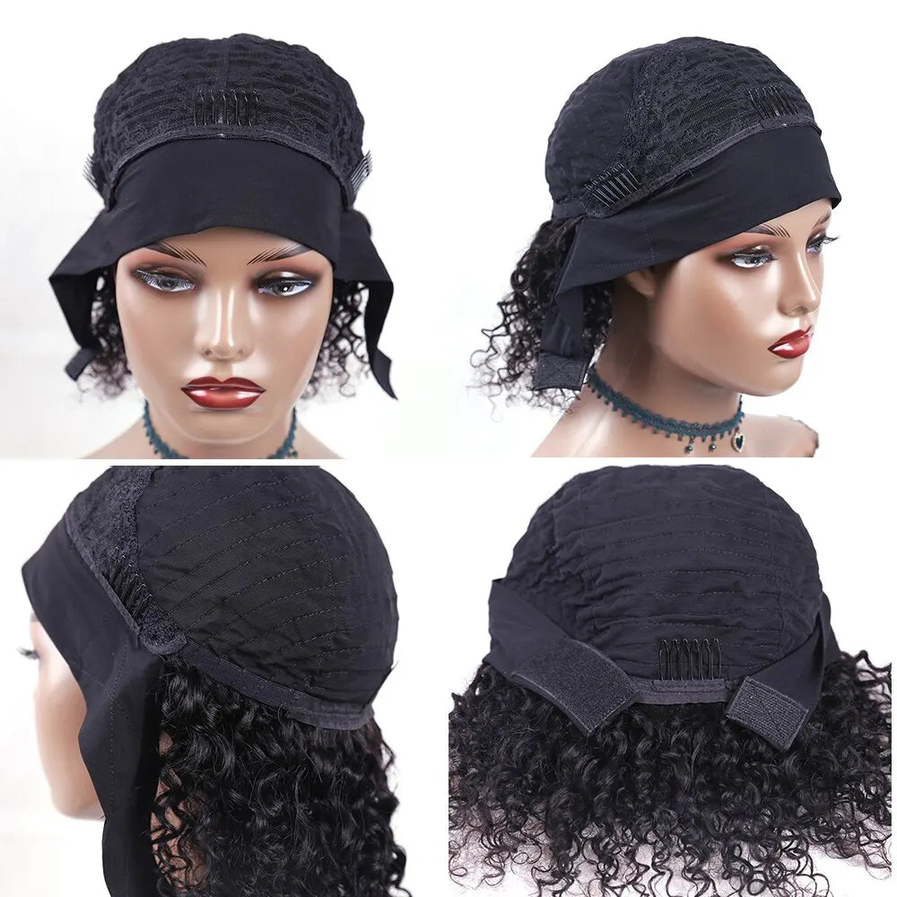 Human Hair Headband Wig Kinky Curly Full Machine Made Brazilian Remy Human Hair Wigs
