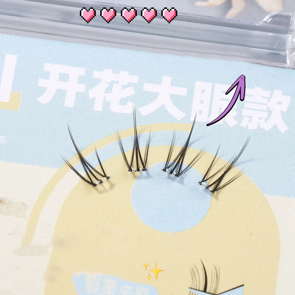 6 Rows Of Glue-Free False Eyelashes In A Single Cluster, Natural And Curled For Comfortable Wearfalse Eyelashes
