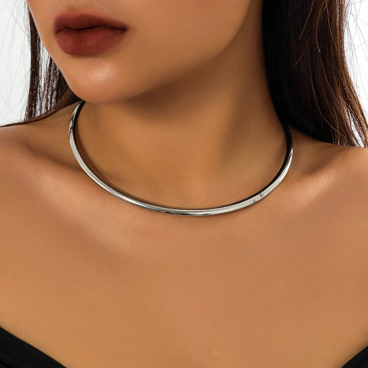 Elegant Simple Chunky Circle Torques Necklace for Women Trendy Choker Collar Fashion Jewelry