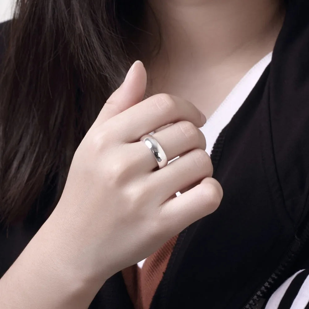 High Quality 925 Sterling Silver Rings Fashion Simple Round Circle Rings For Women Party Jewelry