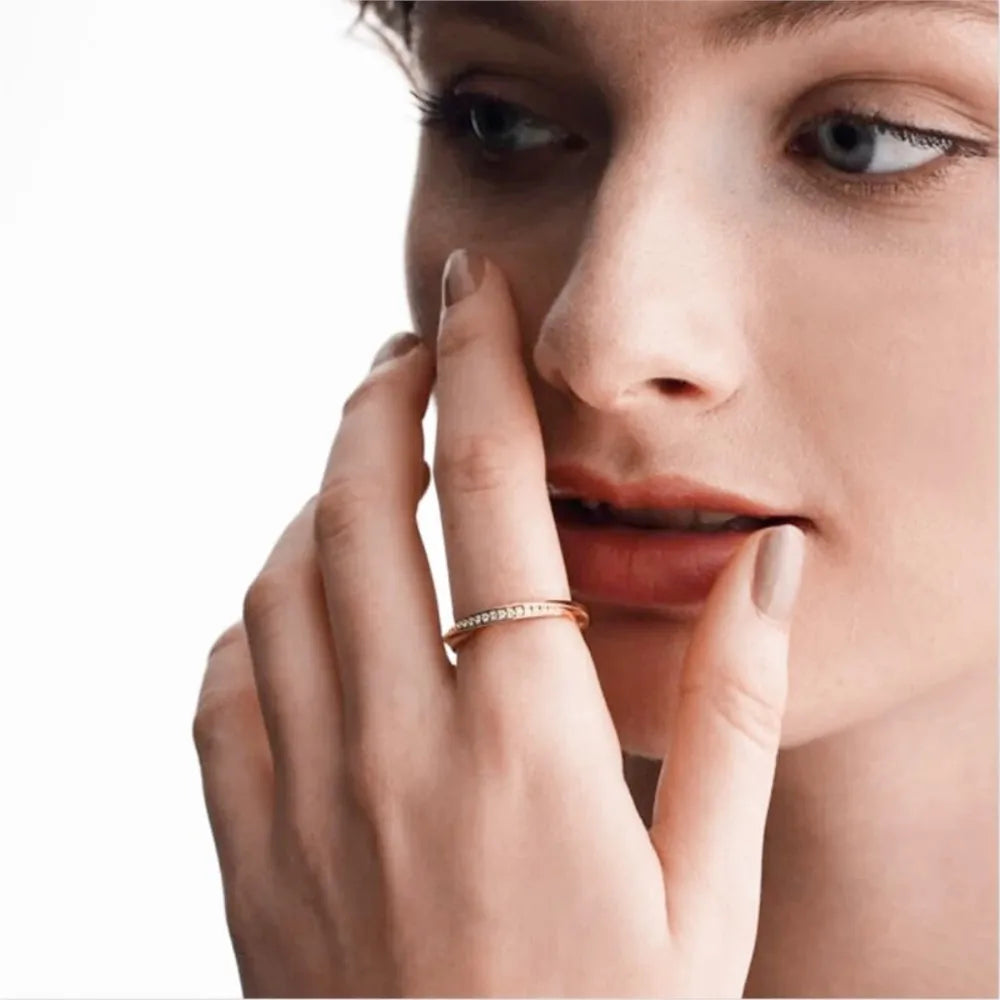 Engagement Wedding Rings For Women Promise Dainty Ring Fashion Jewellry Simple Rose Gold Color
