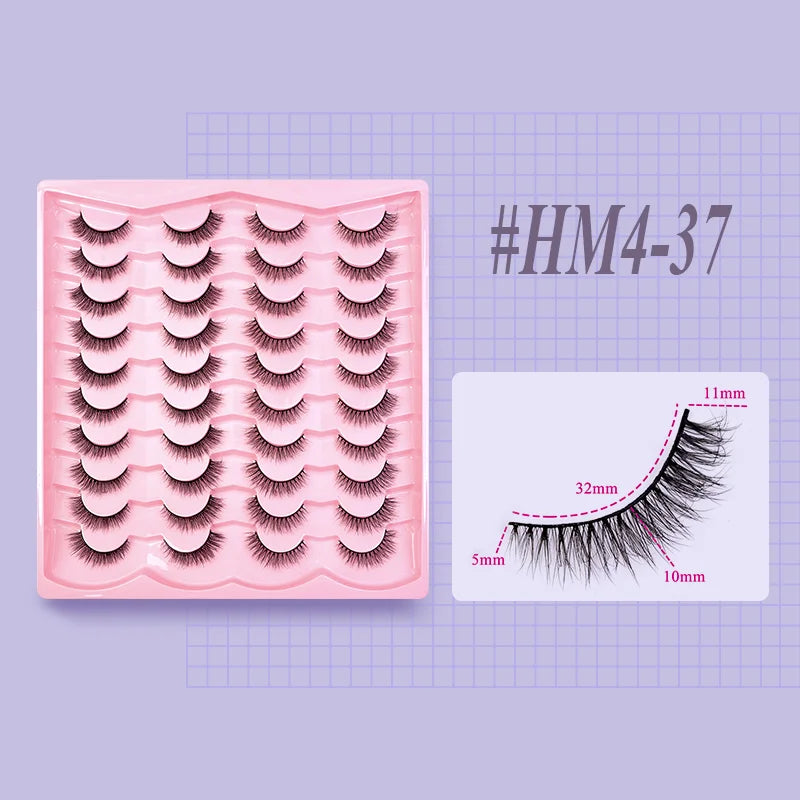 Lashes 20 Pairs 3D Faux Mink Eyelash Natural Look False Eyelashes Dramatic Volume Thick Lashes