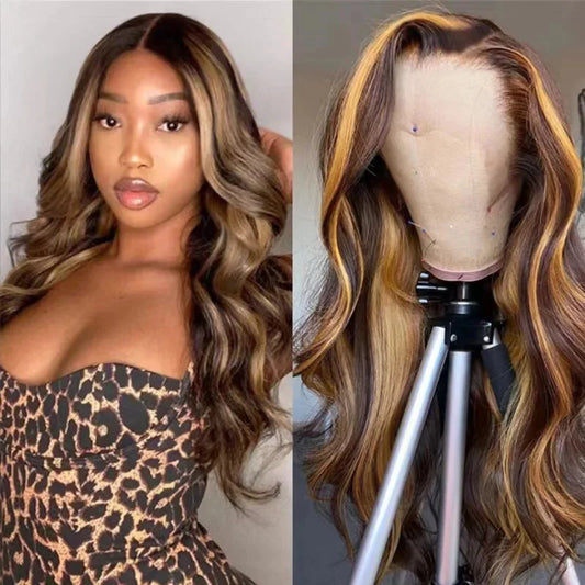 427 Color Body Wave Highlight Ombre 13X4 Lace Front Human Hair 40 Inch Transparent 13X6 HD