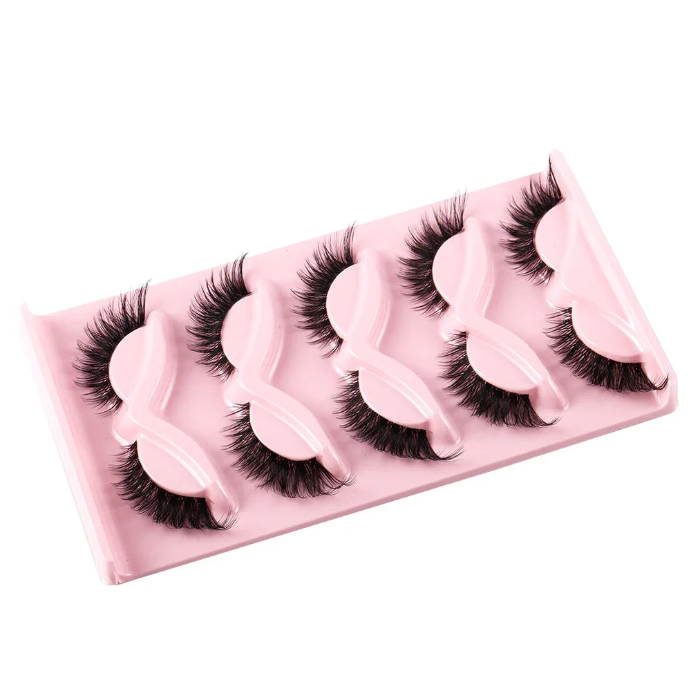 5 Pairs Cat Eye Lashes Faux Mink Eyelashes Natural long Manga Lashes Winged End Eye Elongated