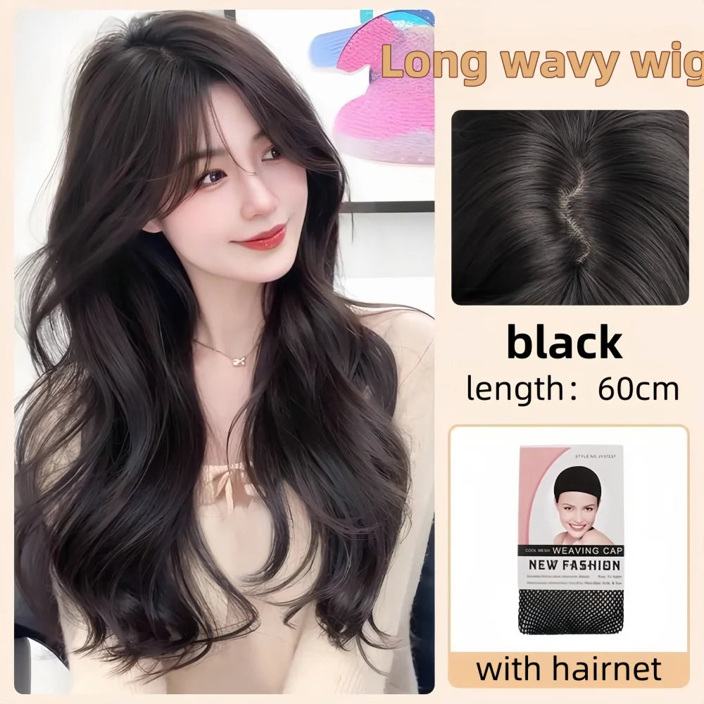 Pink Wig for Women Long Wavy Cosplay Wigs Natural Soft Sweet Synthetic Wig for Daily Use