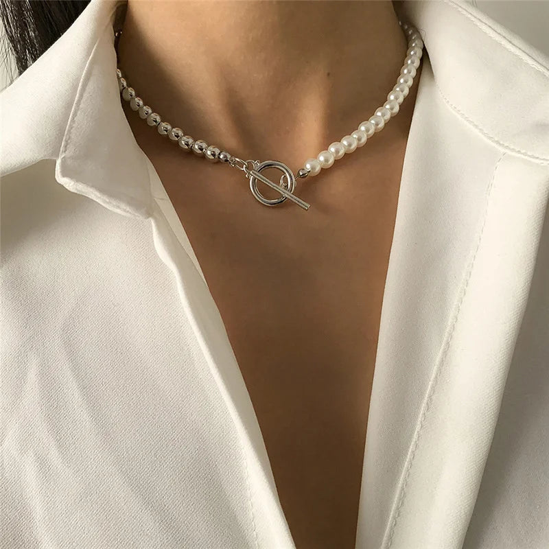 New Baroque Pearl Choker Necklace For Women Luxury Wedding Party Triple-layer Beaded Necklace