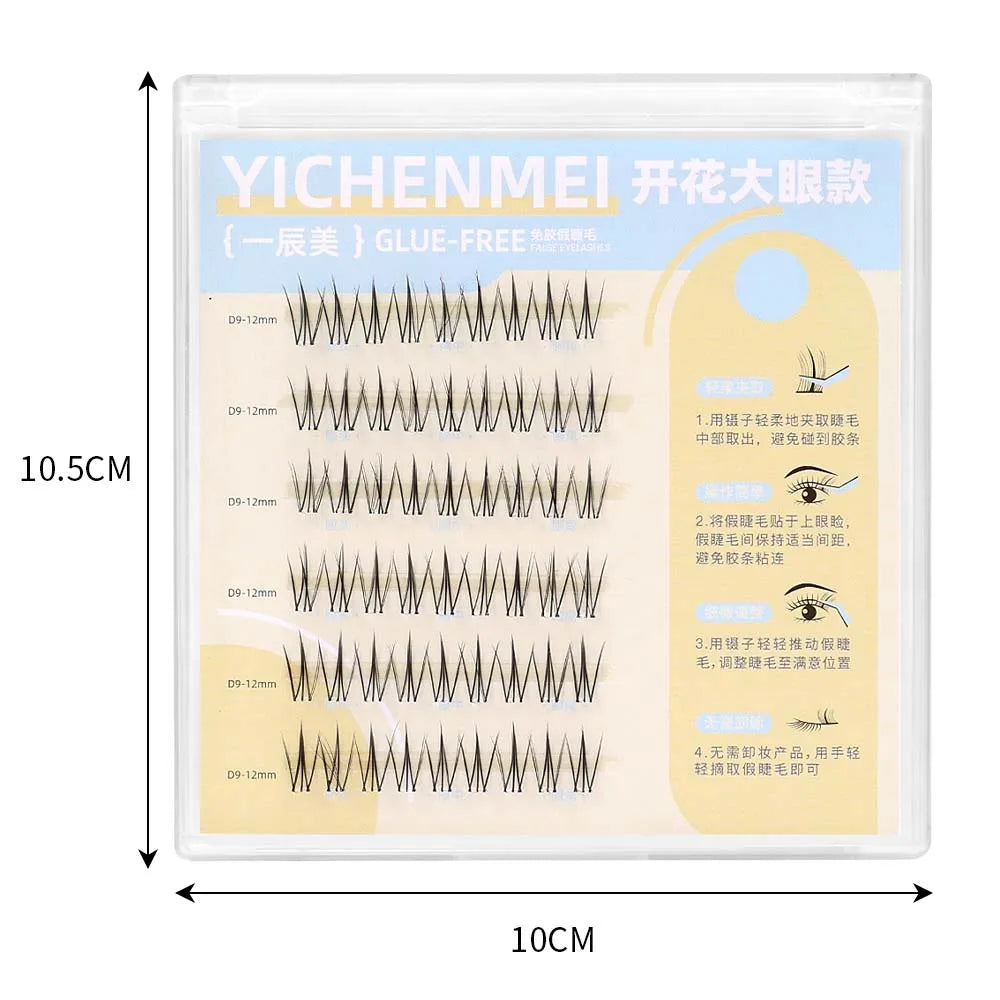 6 Rows Of Glue-Free False Eyelashes In A Single Cluster, Natural And Curled For Comfortable Wearfalse Eyelashes