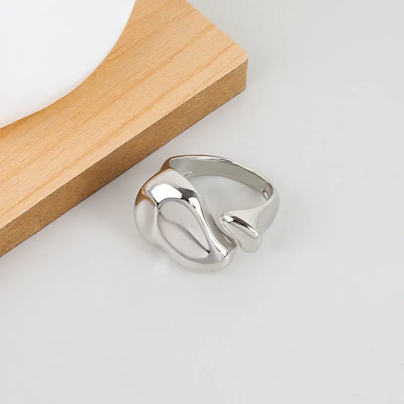 New Adjustable Colorful Drip Glaze Ring Women Fashion Retro Geometric Gold Colour Metal Rings