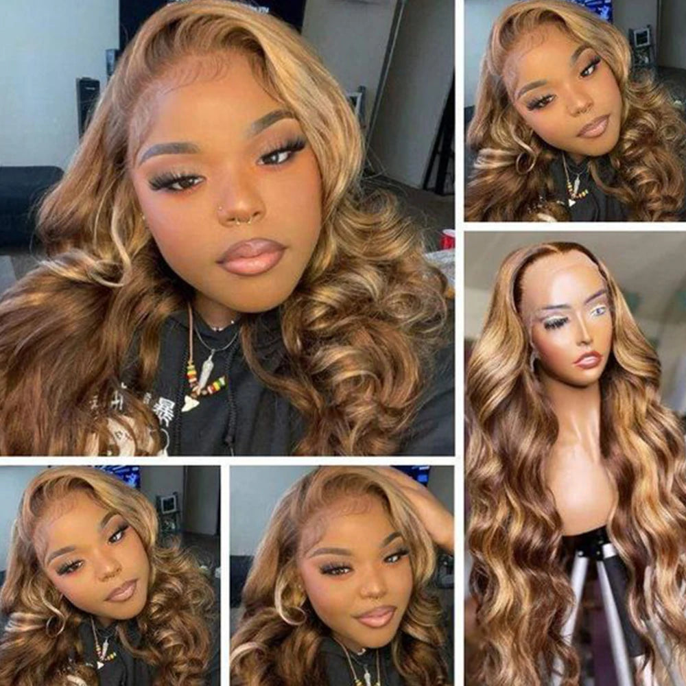 Frontal Wig Human Hair Ready To Wear Highlight Wig Human Hair Colored Human Hair Wigs Body Wave Lace Front Wig Body Wave Wig