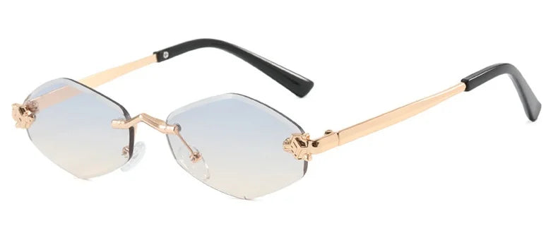 Fashion Small Polygonal Sunglasses for Women Luxury Brand Rmless Brown Rhombus Sun Glasses