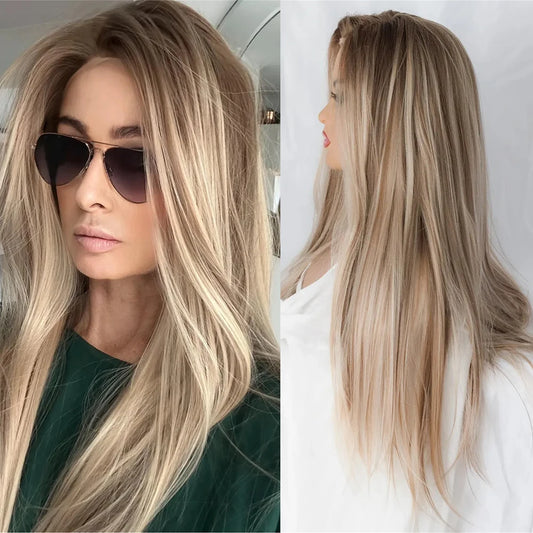 Realistic 13x4 30" Lightly Layered Straight Synthetic HD Lace Front Wig