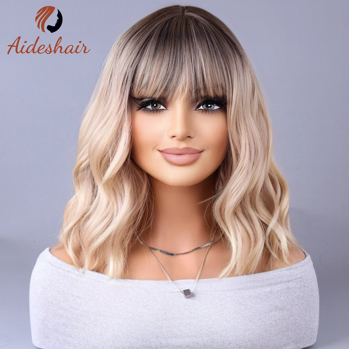 Synthetic wig 2023 New Internet celebrity style with fringe gradually light gray wigs