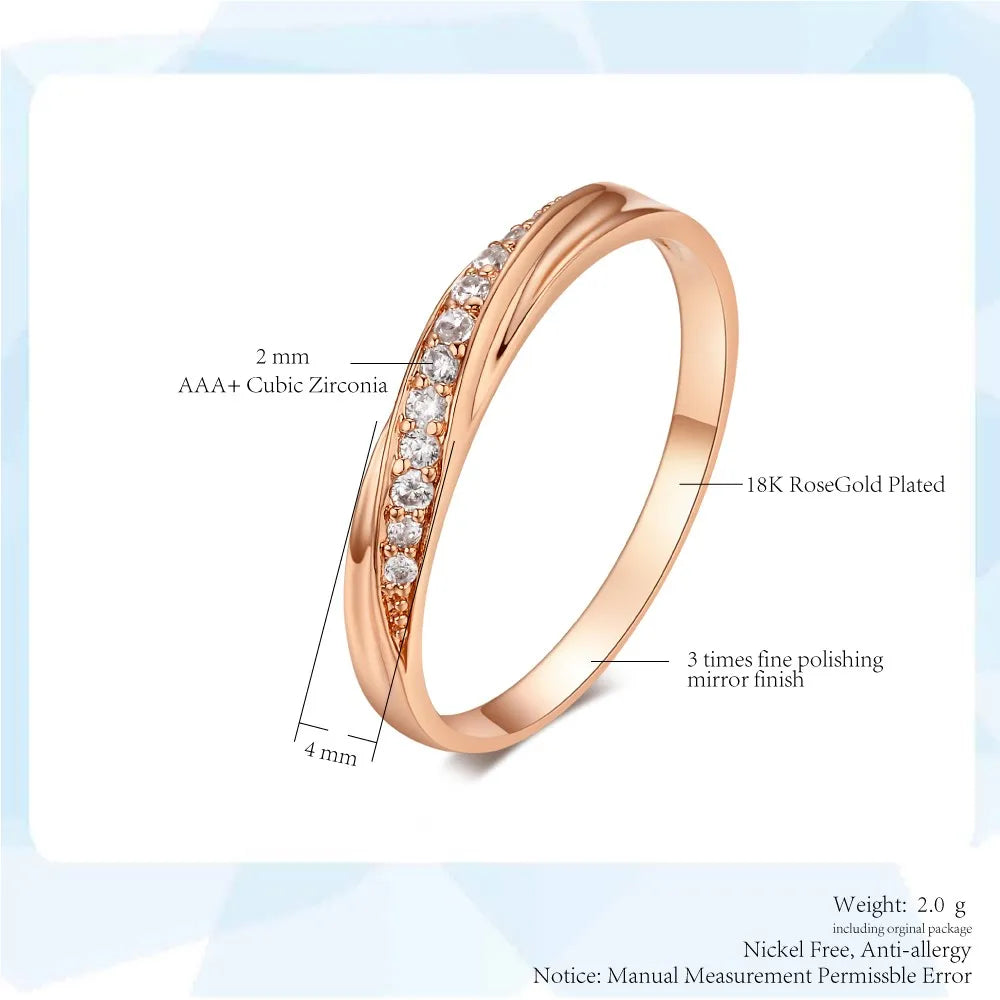Engagement Wedding Rings For Women Promise Dainty Ring Fashion Jewellry Simple Rose Gold Color
