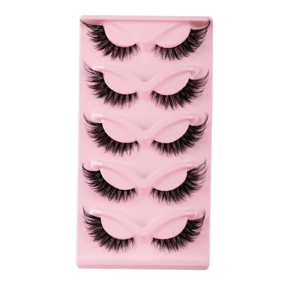 5 Pairs Cat Eye Lashes Faux Mink Eyelashes Natural long Manga Lashes Winged End Eye Elongated