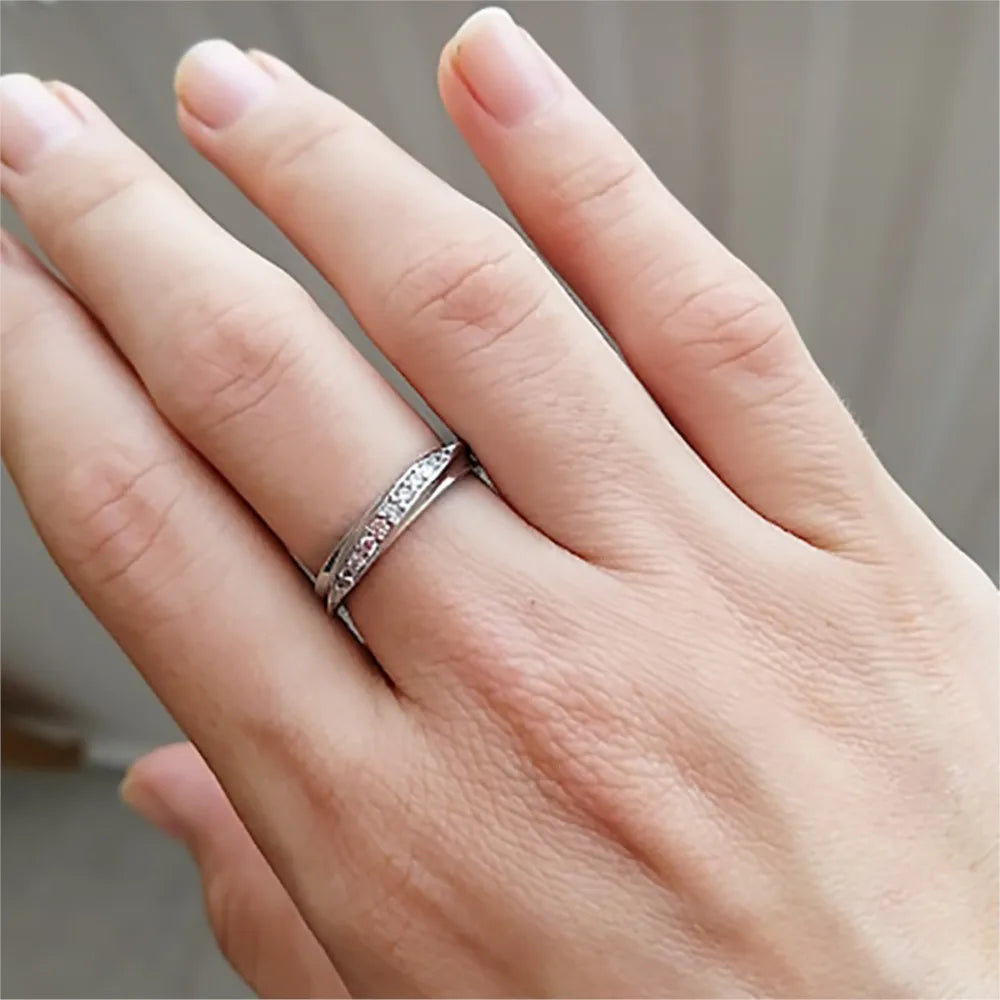 Engagement Wedding Rings For Women Promise Dainty Ring Fashion Jewellry Simple Rose Gold Color