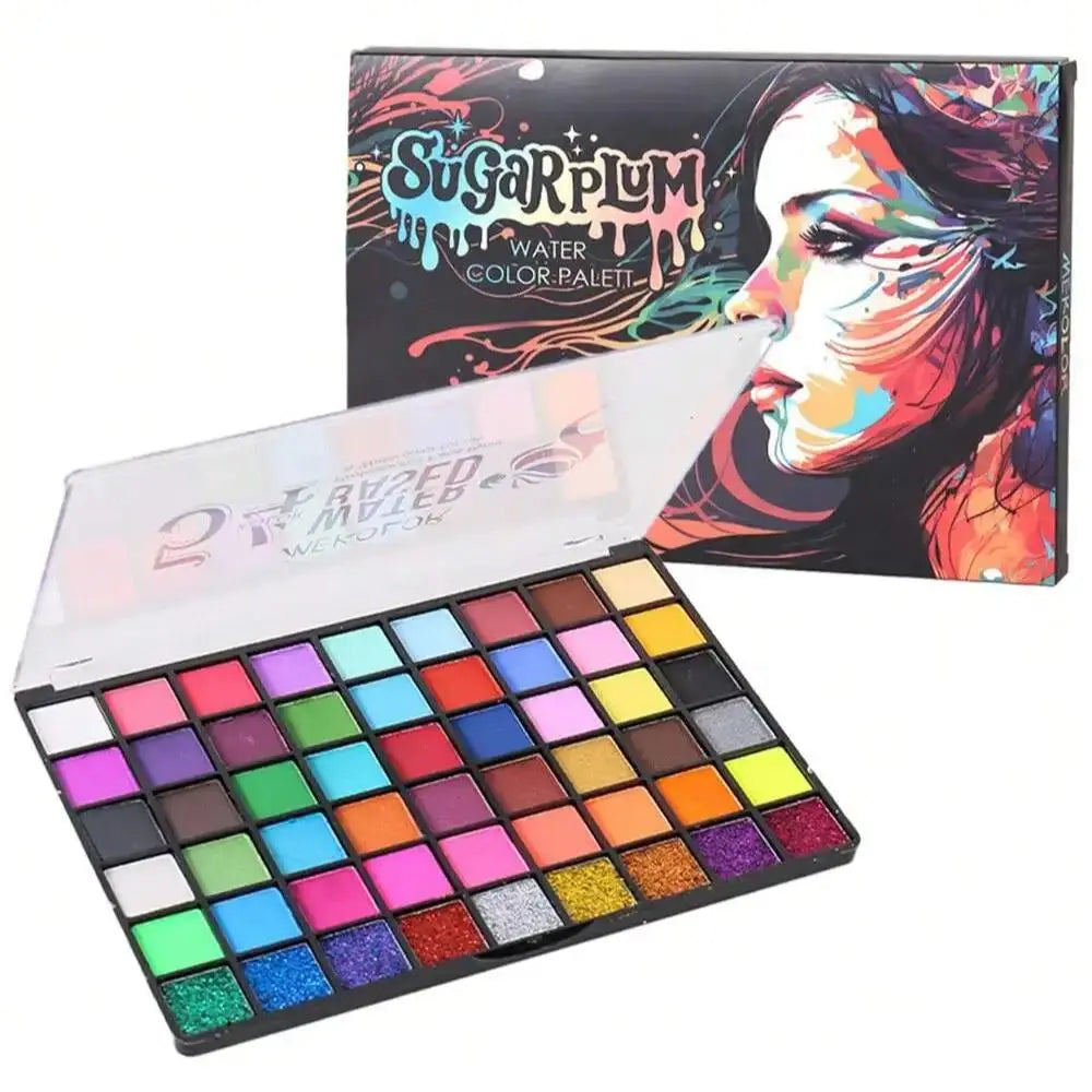 1 box of 54-color face painting set, water-activated eyeliner palette, main makeup, palette paint powder,