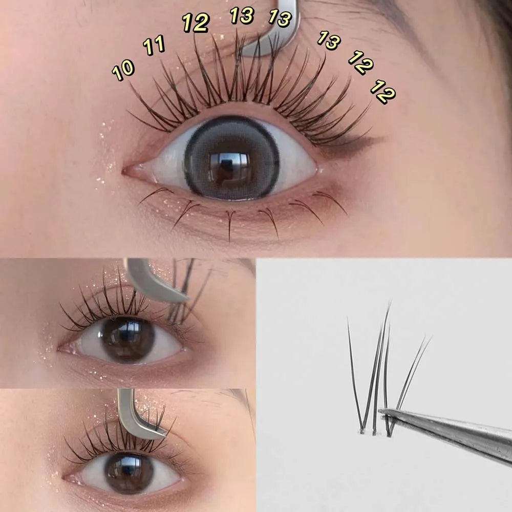 6 Rows Of Glue-Free False Eyelashes In A Single Cluster, Natural And Curled For Comfortable Wearfalse Eyelashes