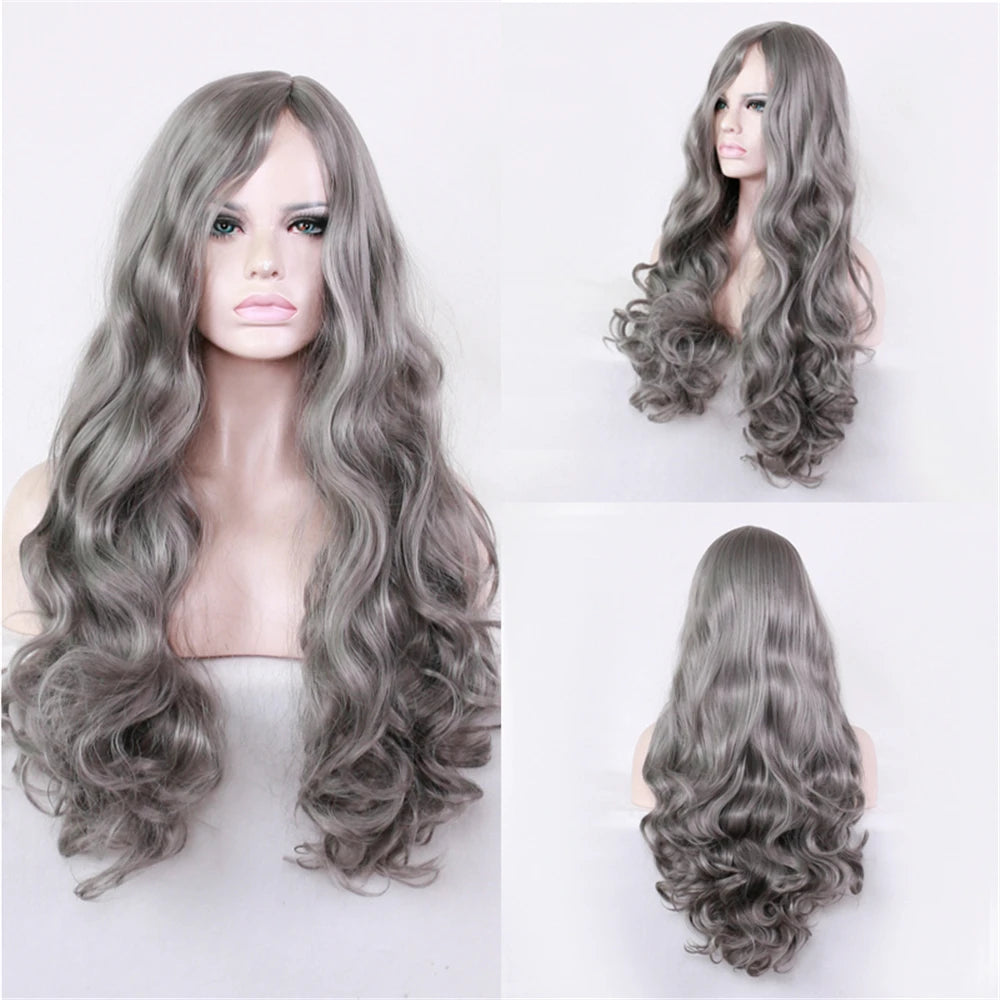 Wavy Womans Wigs Synthetic Hair Wigs For Women Cosplay Wig Long Colorful Wig Pink Purple Green Brown