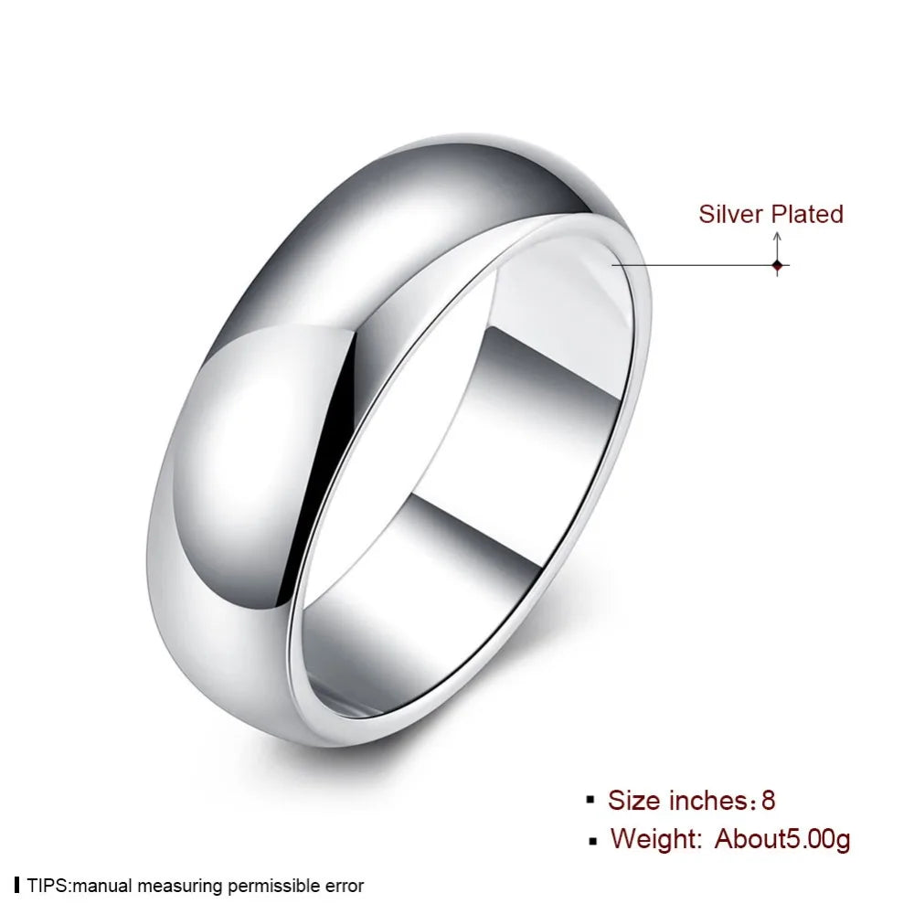 High Quality 925 Sterling Silver Rings Fashion Simple Round Circle Rings For Women Party Jewelry