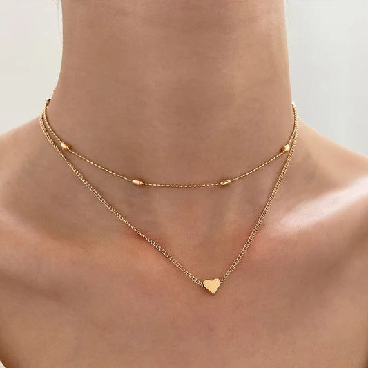 New Minimalist Clavicle Necklaces for Women Heart Love pendants Neck Chain Fashion