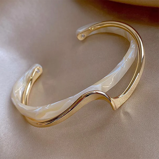 White Acrylic Bracelets Board Bend Metal Bangles Womens Hand Bracelets Geometric C- shaped