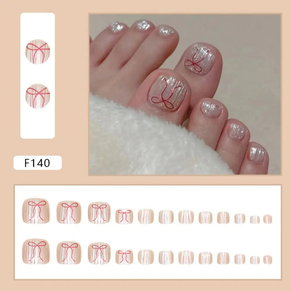 Nail Tips Short Square Fake Toenails French Simple Toe Nails Full Cover Cat Eye Foot Nails