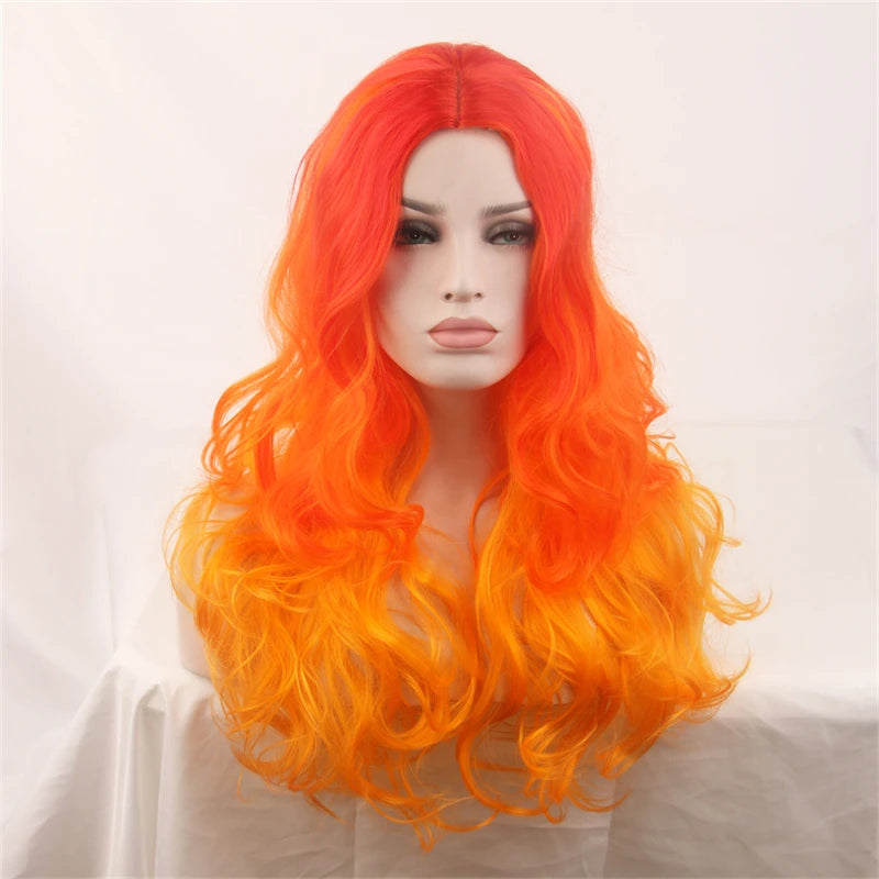 Wavy Womans Wigs Synthetic Hair Wigs For Women Cosplay Wig Long Colorful Wig Pink Purple Green Brown