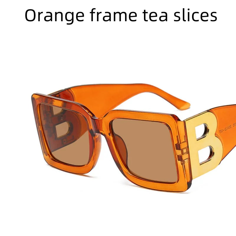 Women's Sunglasses Large Frame Square B Letter Trendy Vintage Fashionable Wear