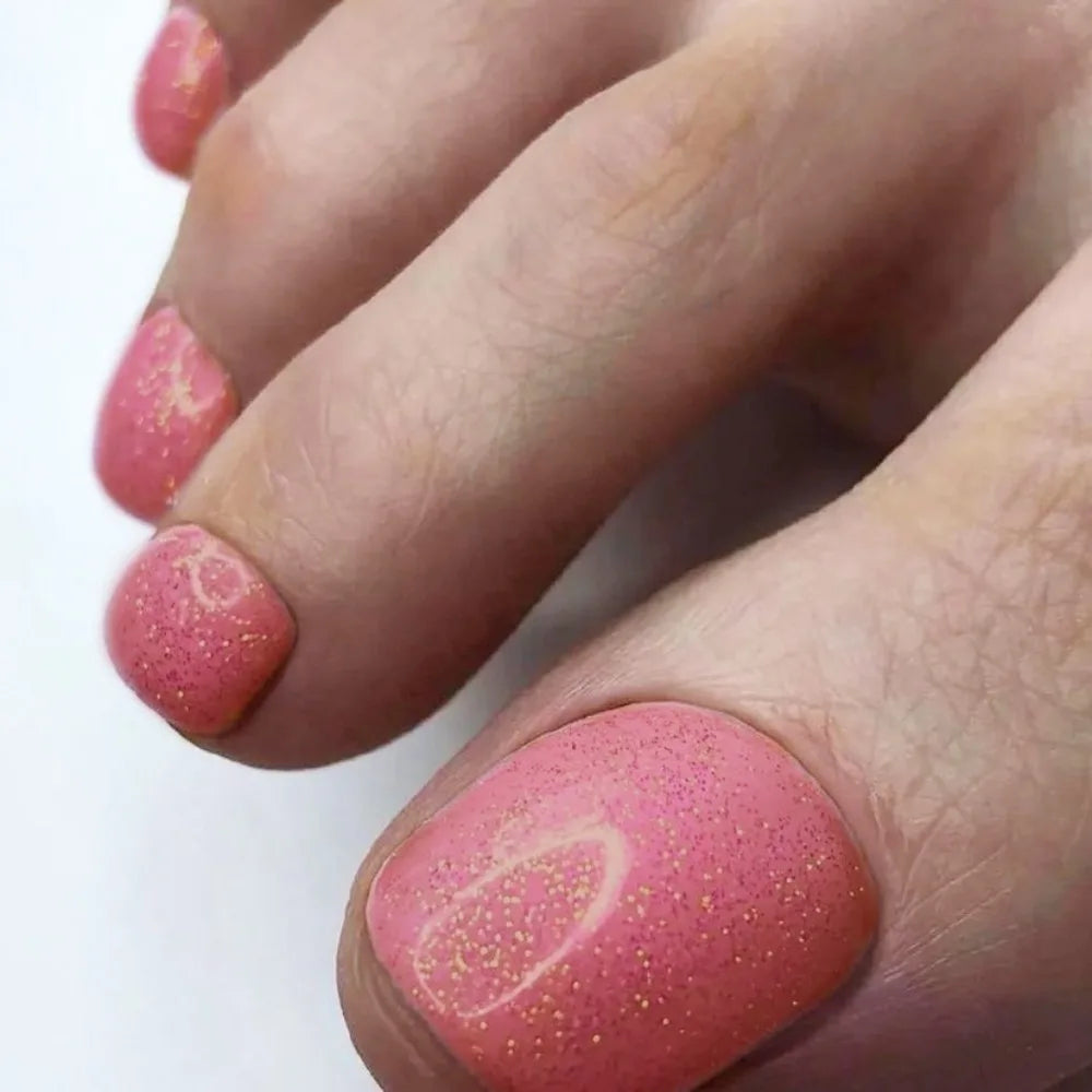 Wearable Manicure Fake Toenails Faux Fingernails Square Head Foot Nail Tips Short Length