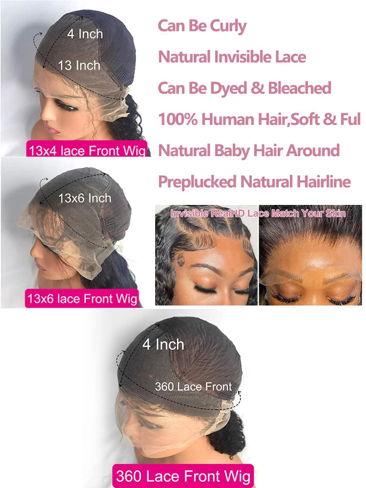 200 Density 13X4 13x16 Hd Lace Frontal Curly Human Hair Wig 30 Inch Brazilian For Women Transparent Lace Front Human Hair Wigs