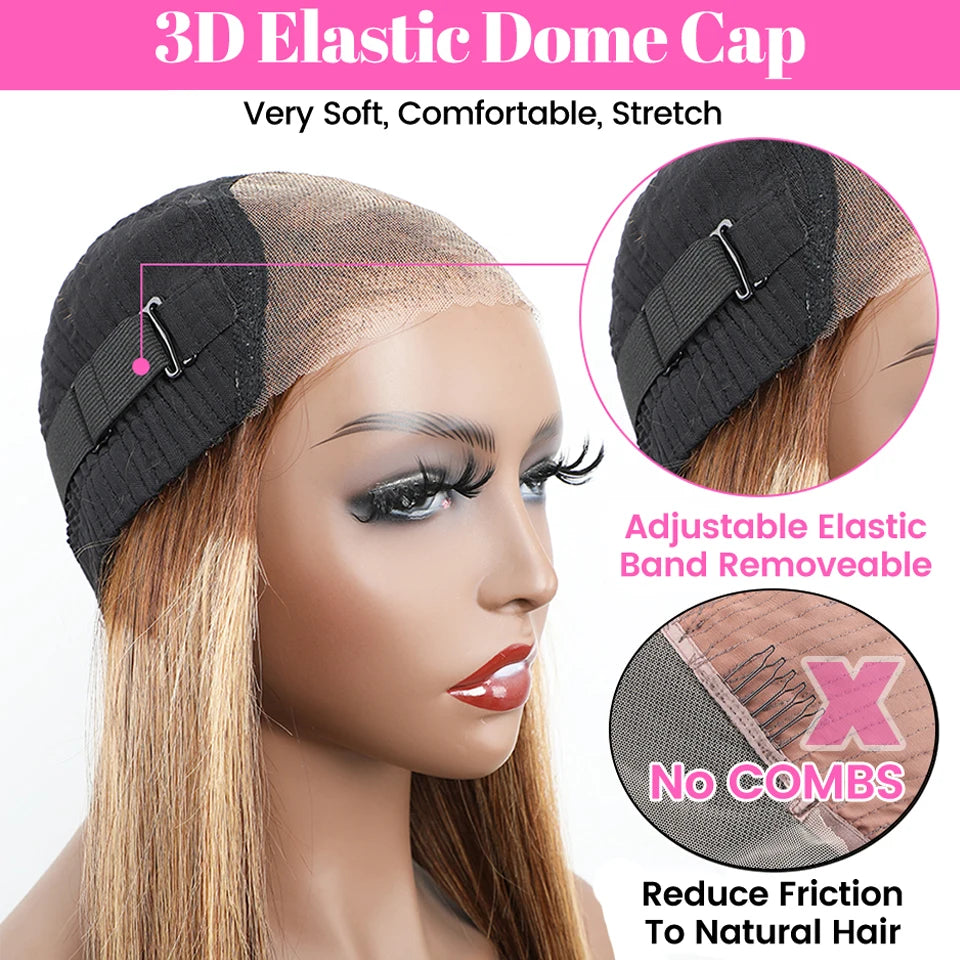 Wear And Go Glueless Human Hair ISEE Brazilian Straight Highlight Wig 6x4