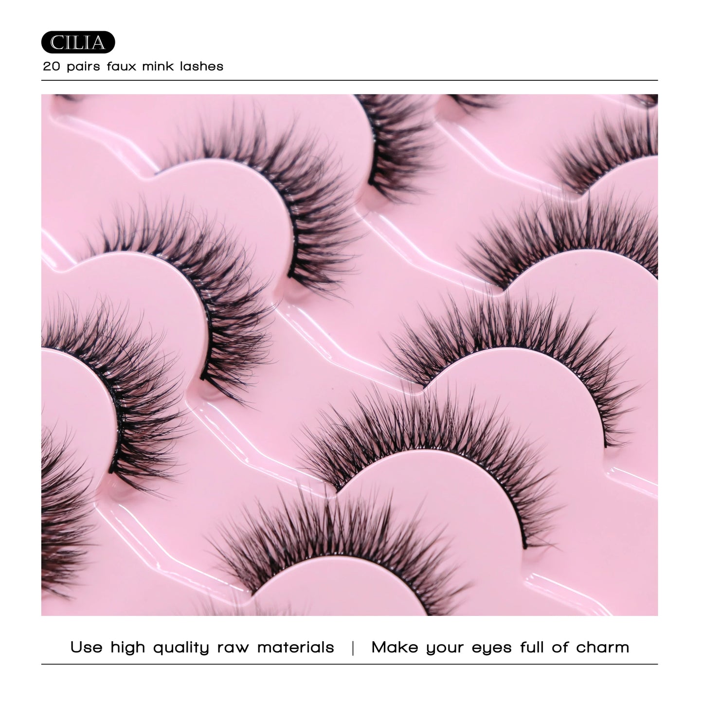 Lashes 20 Pairs 3D Faux Mink Eyelash Natural Look False Eyelashes Dramatic Volume Thick Lashes