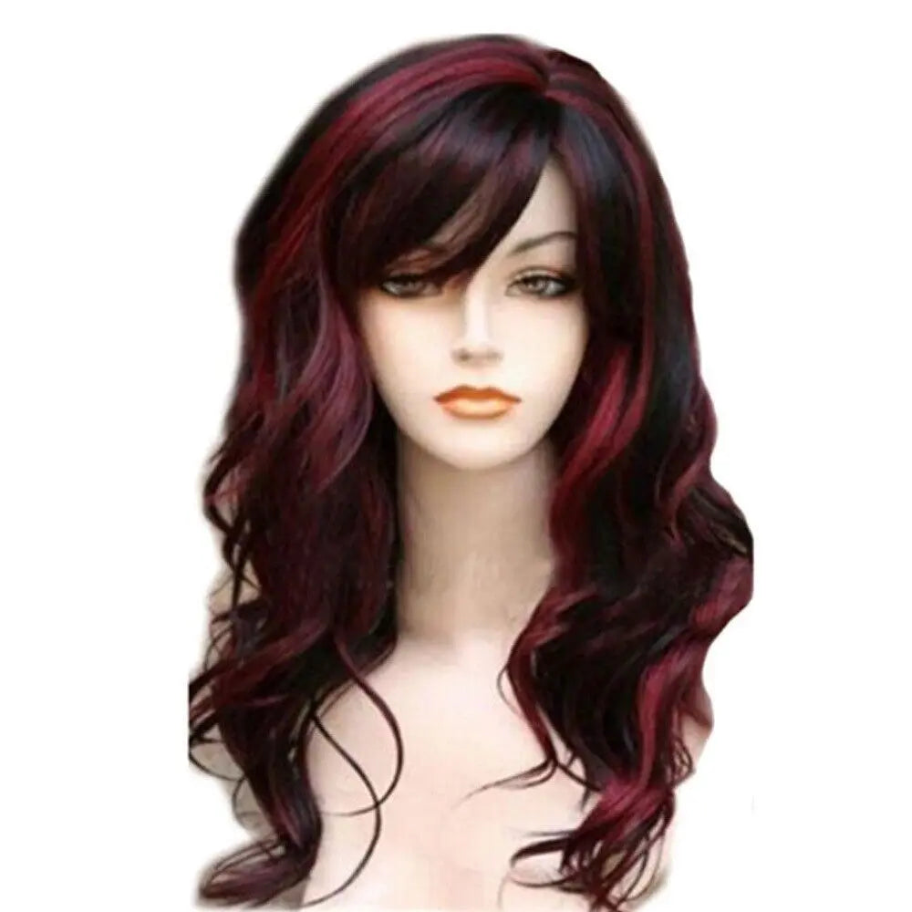 Ladies Blonde Long Curly Wigs Women Natural Wavy Synthetic Hair Cosplay Full Wig