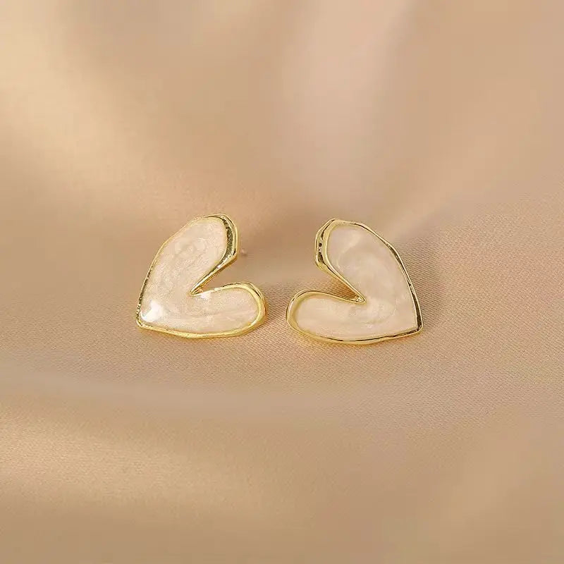 Imitation Pearl Earrings For Women Heart Round Stud Earrings Elegant Love Ear Stud Party
