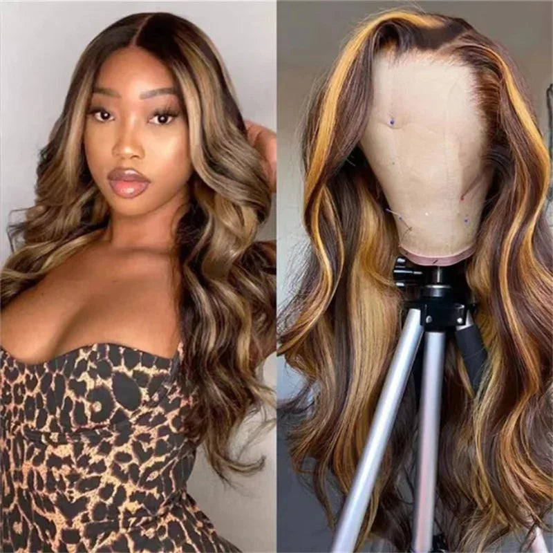 427 Color Body Wave Highlight Ombre 13X4 Lace Front Human Hair 40 Inch Transparent 13X6 HD