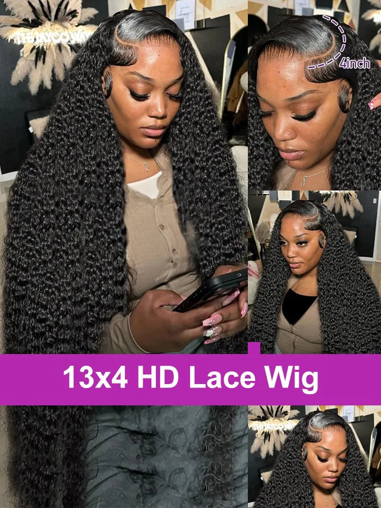 MossilyHd 13x6 Lace Wig Human Hair Curly Wig For Women 40 Inch Brazilian Pre Plucked 13x4 Deep Wave Water Wave Lace Frontal Wigs