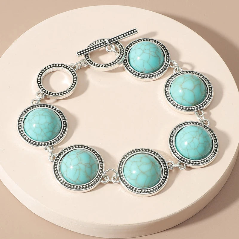 Fashion Boho Vintage Round Pearl Bracelets Bangles For Women Blue Red Black Bead
