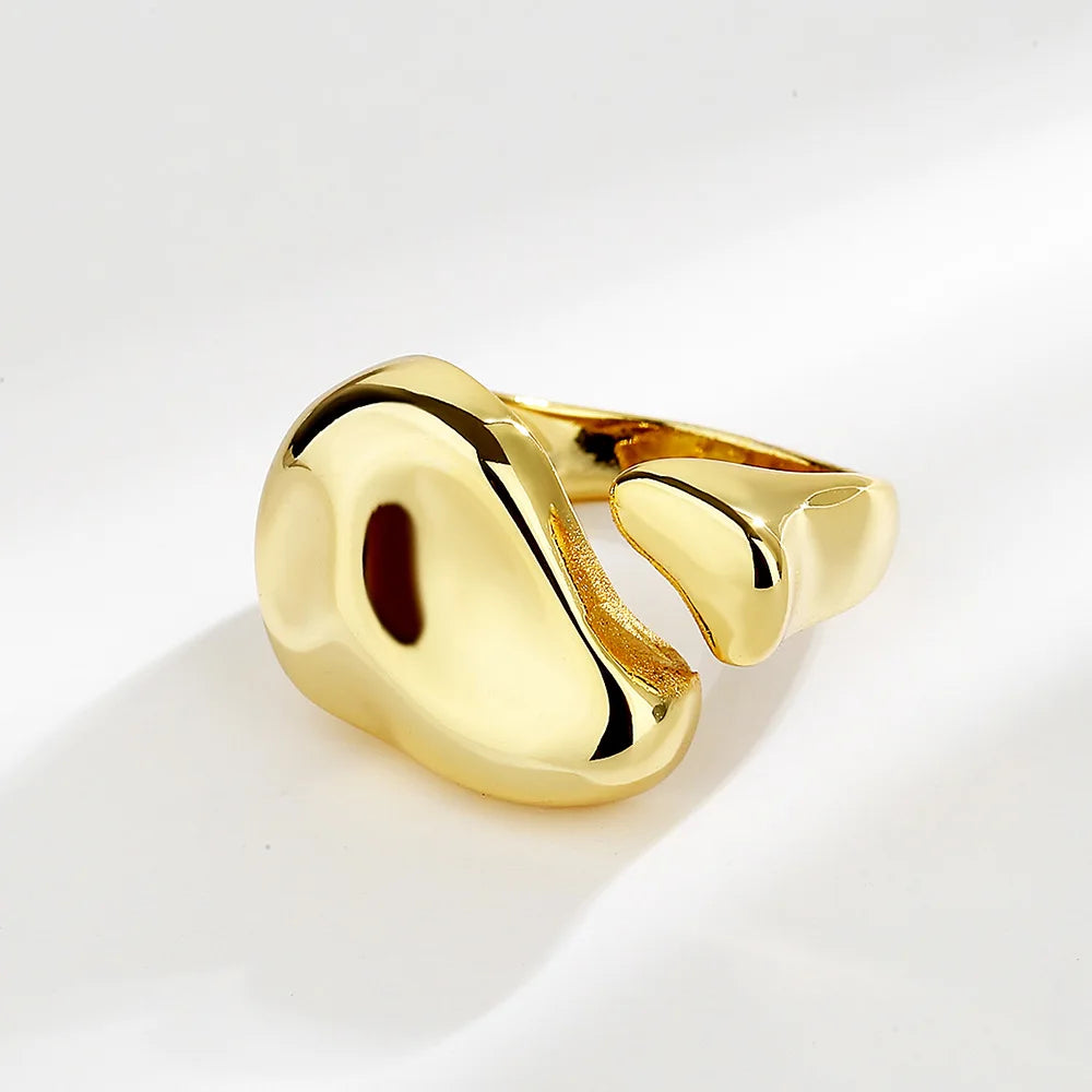 New Adjustable Colorful Drip Glaze Ring Women Fashion Retro Geometric Gold Colour Metal Rings