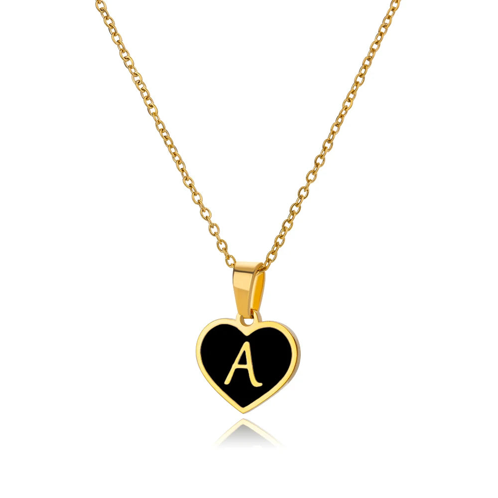 Initial Letter Necklaces for Women Clavicle Chain Heart Pendant Necklaces Alphabet