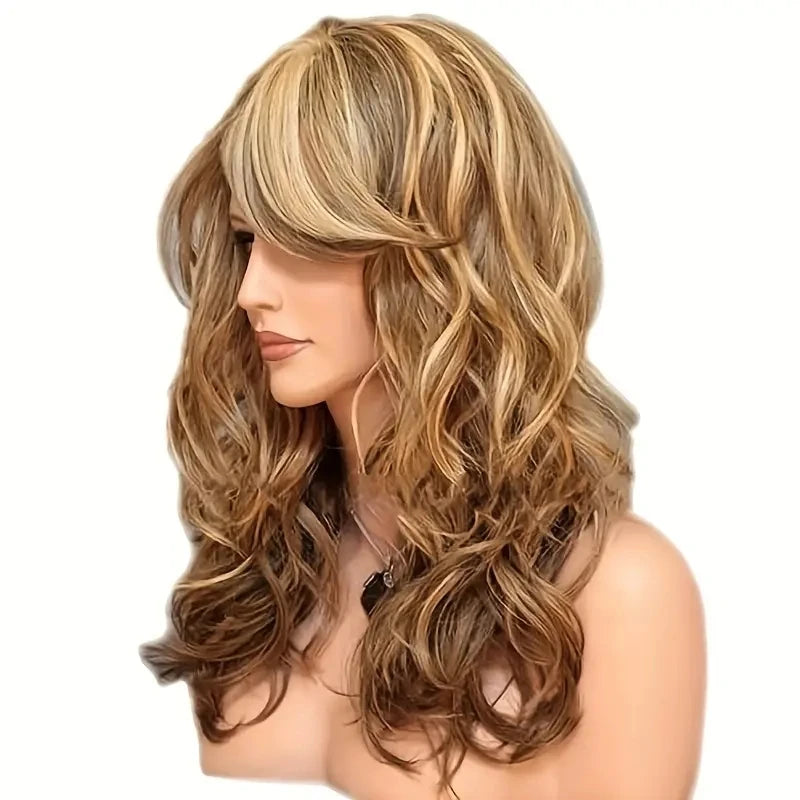 22 Inch Deep Wave Synthetic Fiber Hair Wigs For Women Girls Hair Replacement Wigs