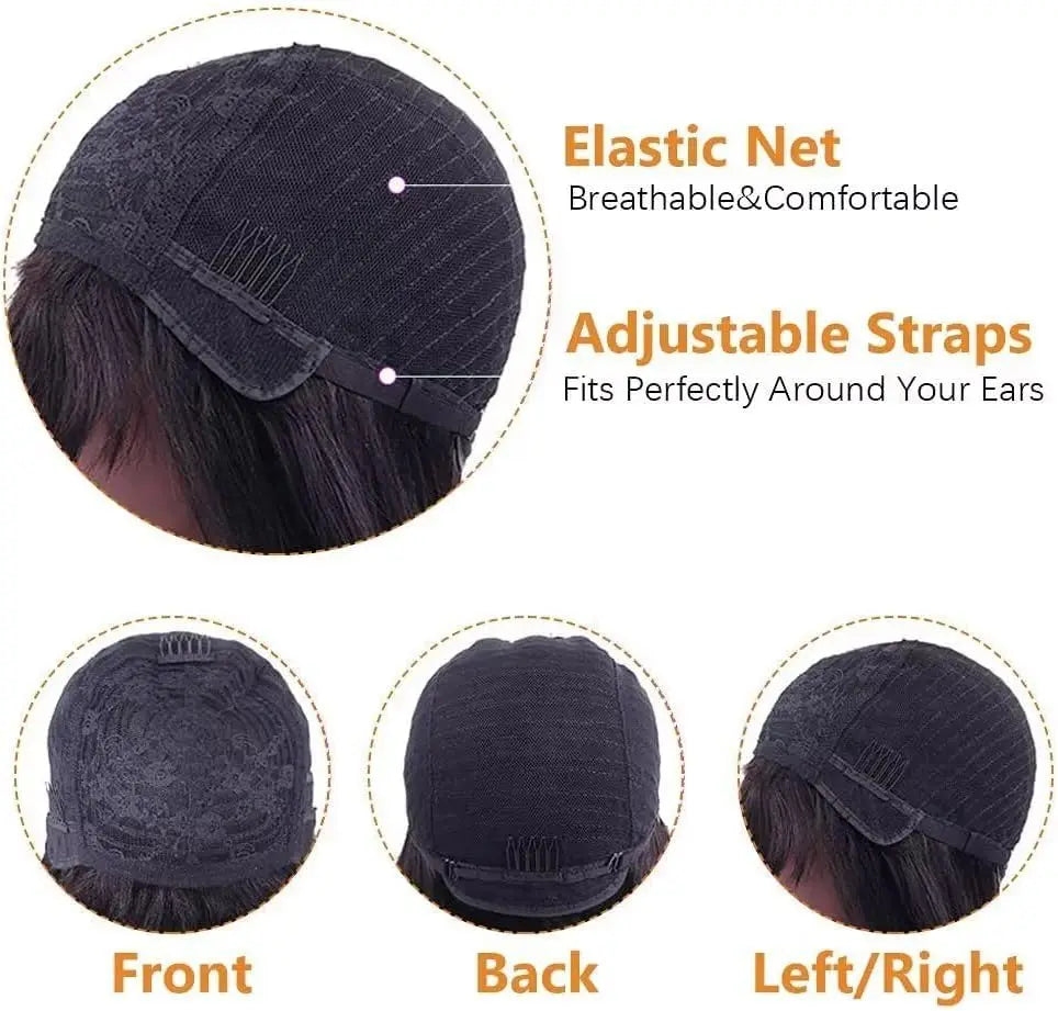 Human Hair Wig with Bang Wear and Go Glueless Wig Straight Short Bob Wig with Bangs