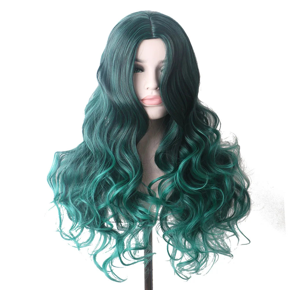 Wavy Womans Wigs Synthetic Hair Wigs For Women Cosplay Wig Long Colorful Wig Pink Purple Green Brown