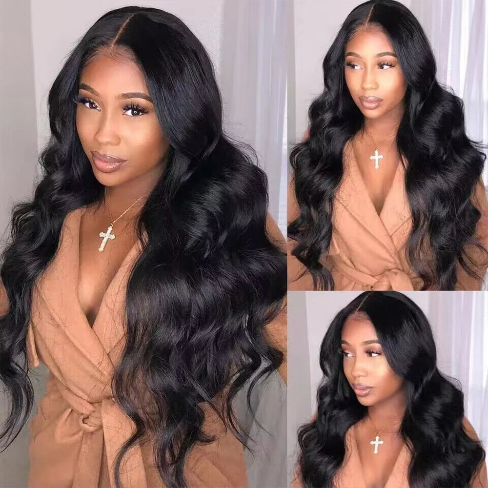 32 Inch Body Wave V Part Wig For Women Brazilian Hair Natural Color Human Hair Wigs 200 Density Machine Made V Shape Wigs