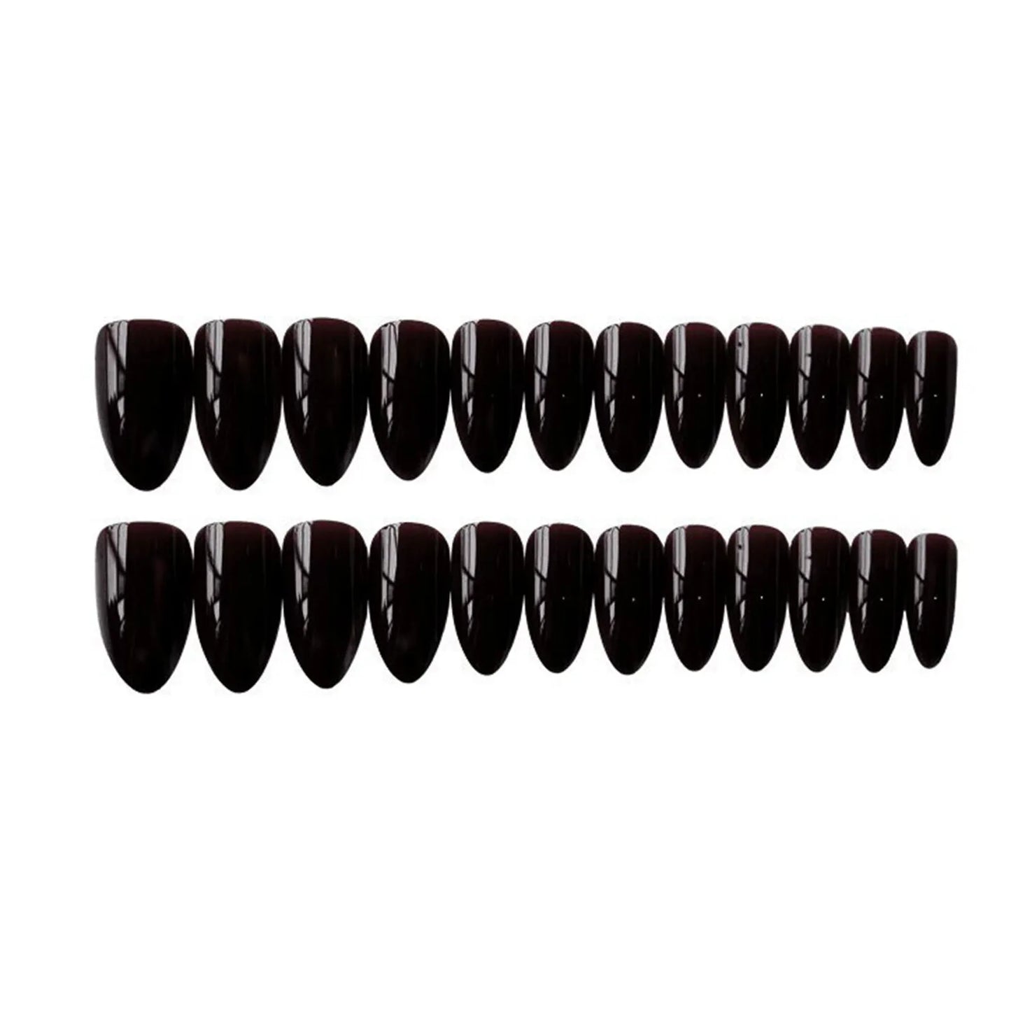 24pcs Glossy Black False Nails Nude Color Short Almond European Wearable nails