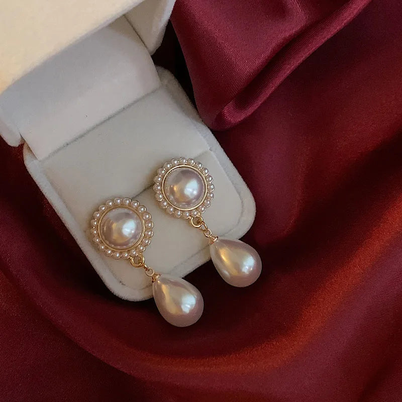 Women Earrings 2020 New Fashion Jewelry Korean Pearl Baroque Palace Elegant  Temperament Dangle